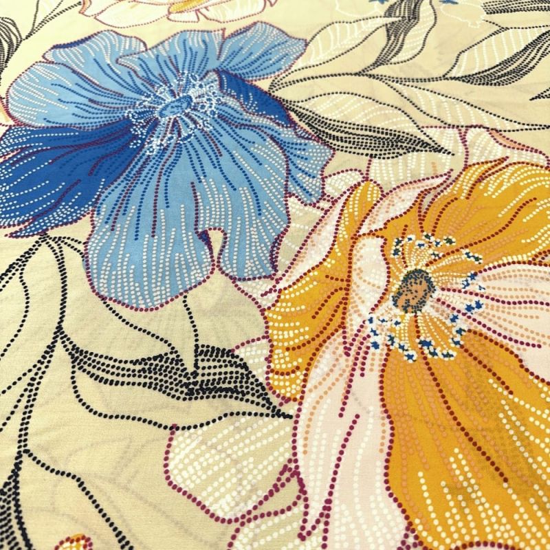 Tecido Viscose Floral Colorido Pontilhado • Luema Tecidos