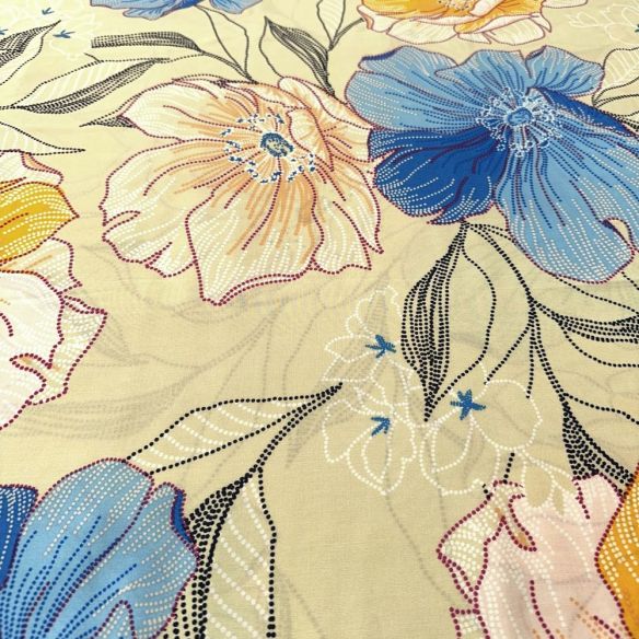 Tecido Viscose Floral Colorido Pontilhado • Luema Tecidos