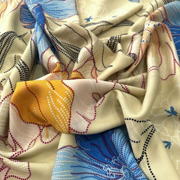 Tecido Viscose Floral Colorido Pontilhado • Luema Tecidos