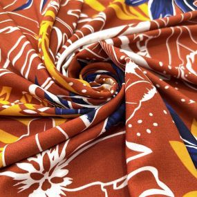 Tecido Viscose Estampada Folhagens Colorido Fundo Chocolate Tecido Viscose Estampada Folhagens Colorido Fundo Chocolate • Luema 2