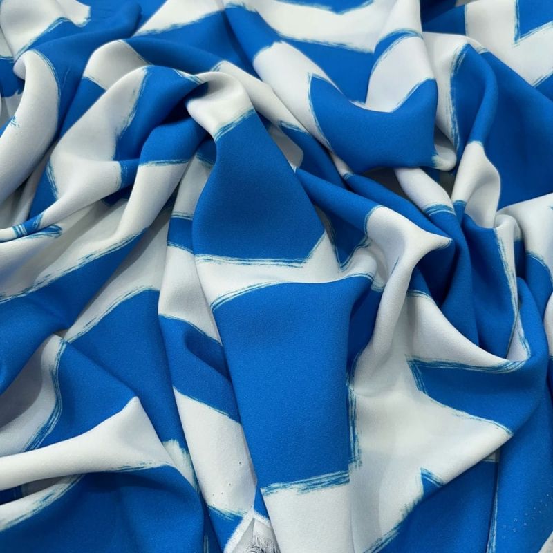 Tecido Viscose Estampada Abs Lines Fundo Azul Royal • Luema Tecidos Tecido Viscose Estampada Abs Lines Fundo Azul Royal • Luema Tecidos