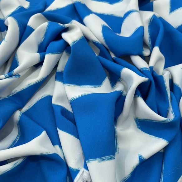 Tecido Viscose Estampada Abs Lines Fundo Azul Royal • Luema Tecidos Tecido Viscose Estampada Abs Lines Fundo Azul Royal • Luema Tecidos