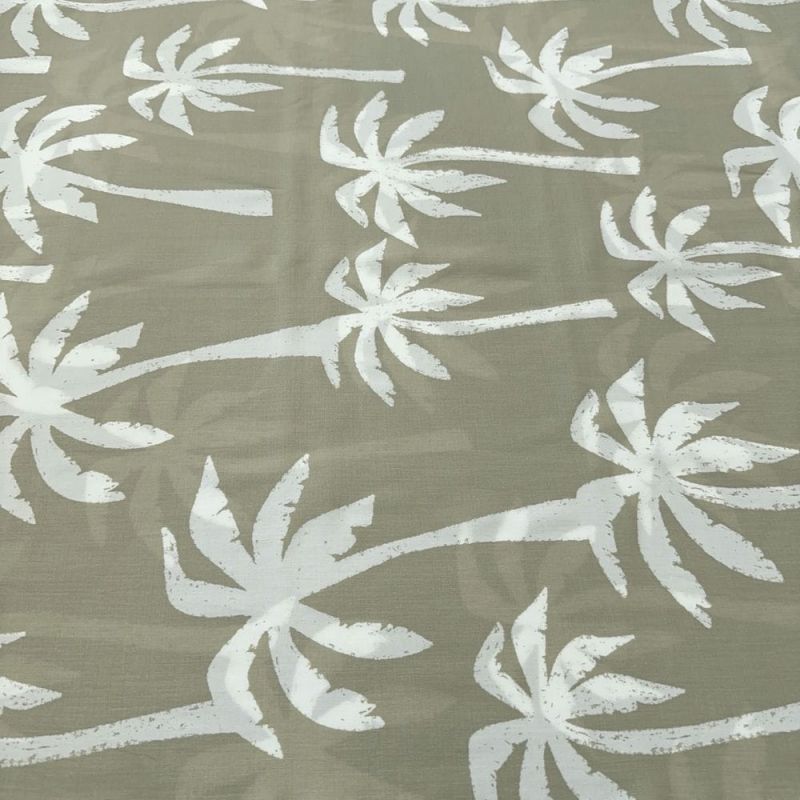 Tecido Viscose Estampada Palmeira Fundo Bege • Luema Tecidos