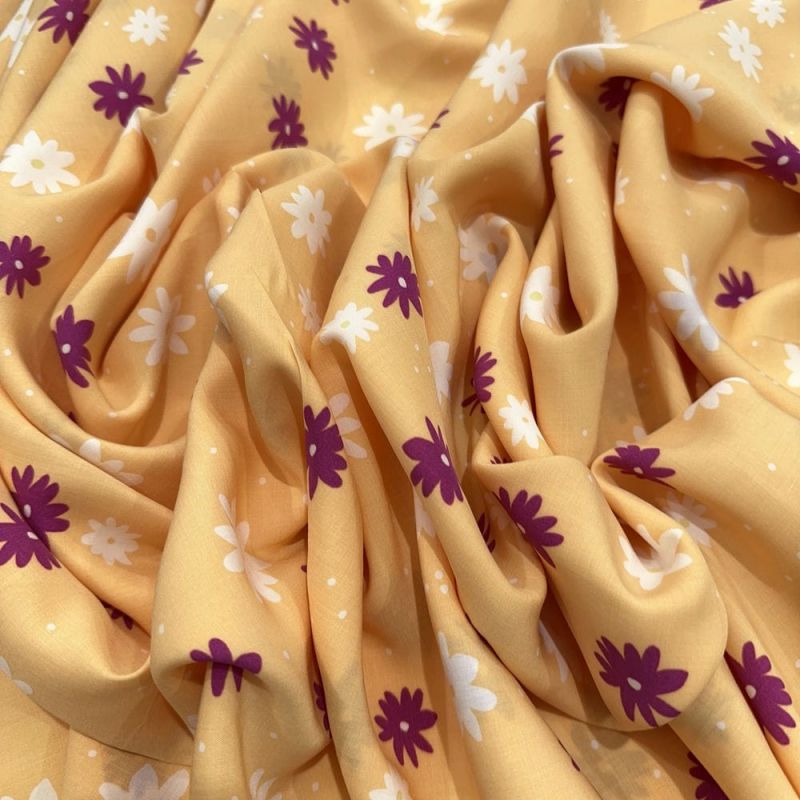 Tecido Viscose Estampada Micro Floral Fundo Amarelinho • Luema Tecidos Tecido Viscose Estampada Micro Floral Fundo Amarelinho • Luema Tecidos