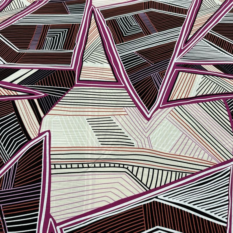 Tecido Viscolinho Listrado Colorido Abstrato • Luema Tecidos