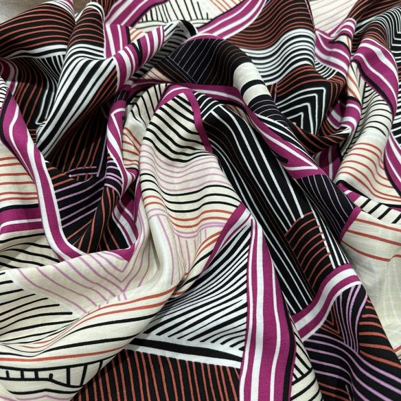 Tecido Viscolinho Listrado Colorido Abstrato • Luema Tecidos
