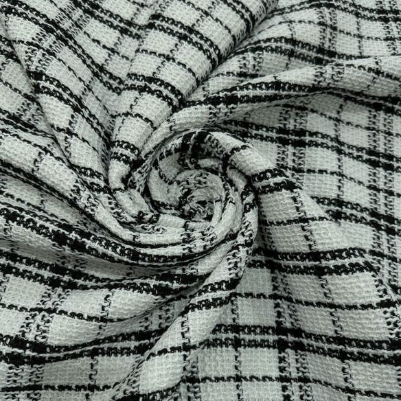Tecido Tweed Xadrez Branco • Luema Tecidos Tecido Tweed Xadrez Branco • Luema Tecidos
