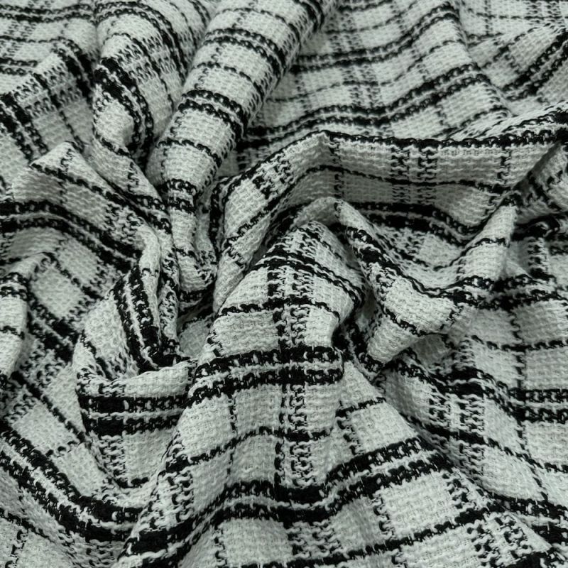 Tecido Tweed Xadrez Branco • Luema Tecidos Tecido Tweed Xadrez Branco • Luema Tecidos