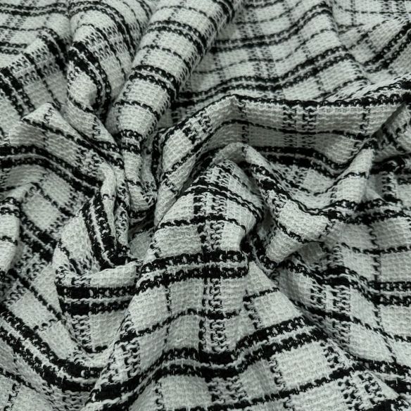 Tecido Tweed Xadrez Branco • Luema Tecidos Tecido Tweed Xadrez Branco • Luema Tecidos