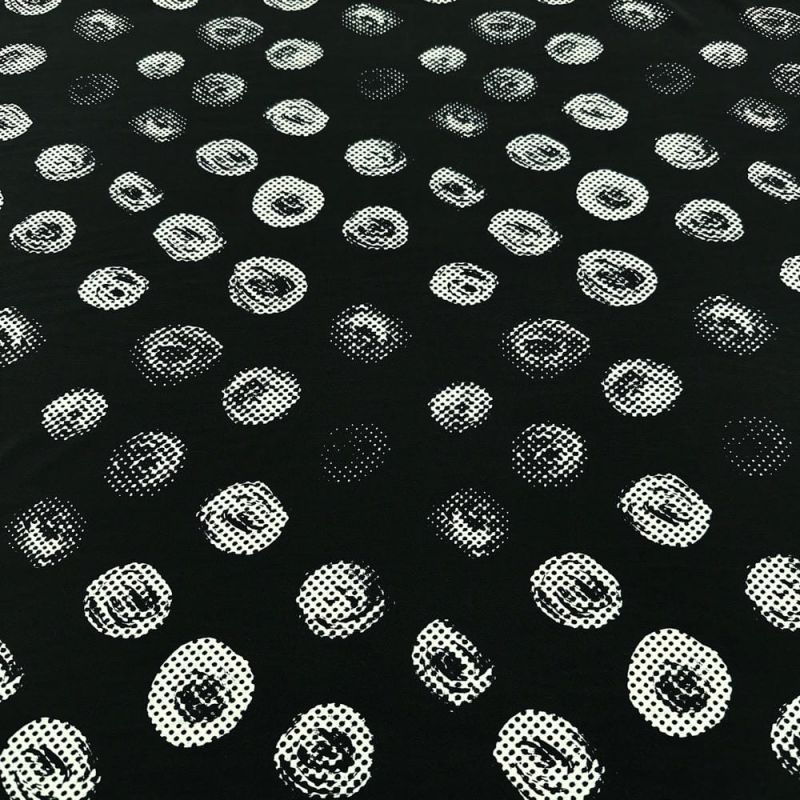 Tecido Crepe de Chine Seda Pura Circles • Luema Tecidos