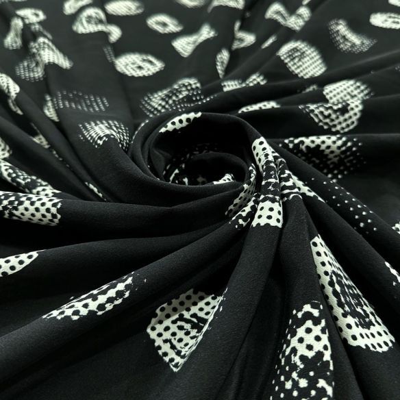 Tecido Crepe de Chine Seda Pura Circles • Luema Tecidos