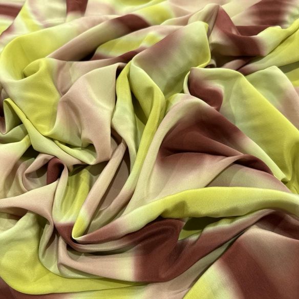 Tecido Crepe de Chine Seda Pura Swirls Colors • Luema Tecidos
