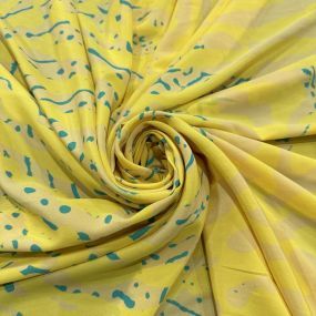 Tecido Crepe de Chine Seda Pura Animal Amarelo Tecido Crepe de Chine Seda Pura Animal Amarelo • Luema Tecidos