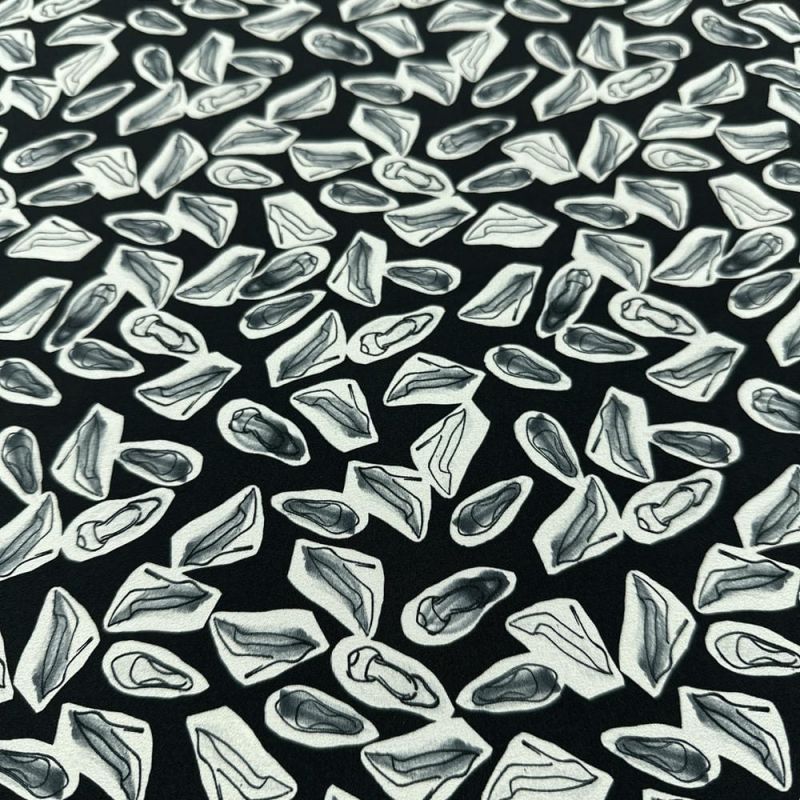 Tecido Crepe de Chine Seda Pura Sapatinhos • Luema Tecidos