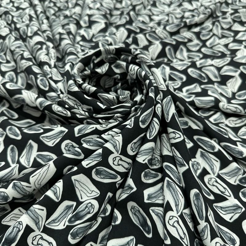 Tecido Crepe de Chine Seda Pura Sapatinhos • Luema Tecidos