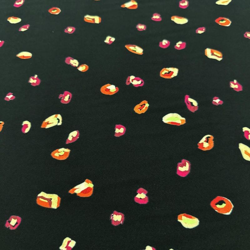 Tecido Crepe de Chine Seda Pura Poá Abstrato • Luema Tecidos