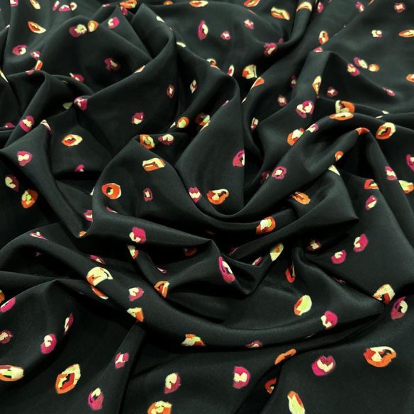 Tecido Crepe de Chine Seda Pura Poá Abstrato • Luema Tecidos