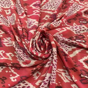 Tecido Crepe de Chine Seda Pura Fractal Vermelho Tecido Crepe de Chine Seda Pura Fractal Vermelho • Luema Tecidos