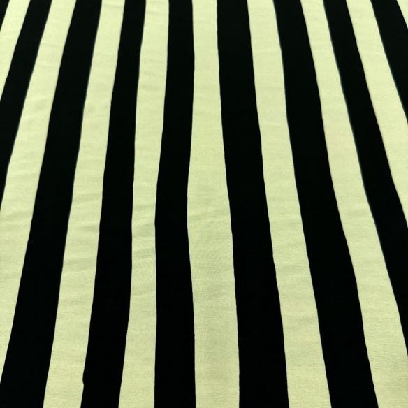 Tecido Crepe de Chine Seda Pura Listra Off e Preto • Luema Tecidos