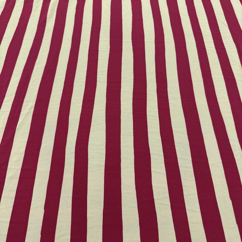 Tecido Crepe de Chine Seda Pura Listra Off e Pink • Luema Tecidos