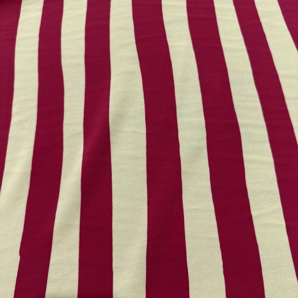 Tecido Crepe de Chine Seda Pura Listra Off e Pink • Luema Tecidos
