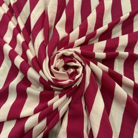 Tecido Crepe de Chine Seda Pura Listra Off e Pink Tecido Crepe de Chine Seda Pura Listra Off e Pink • Luema Tecidos