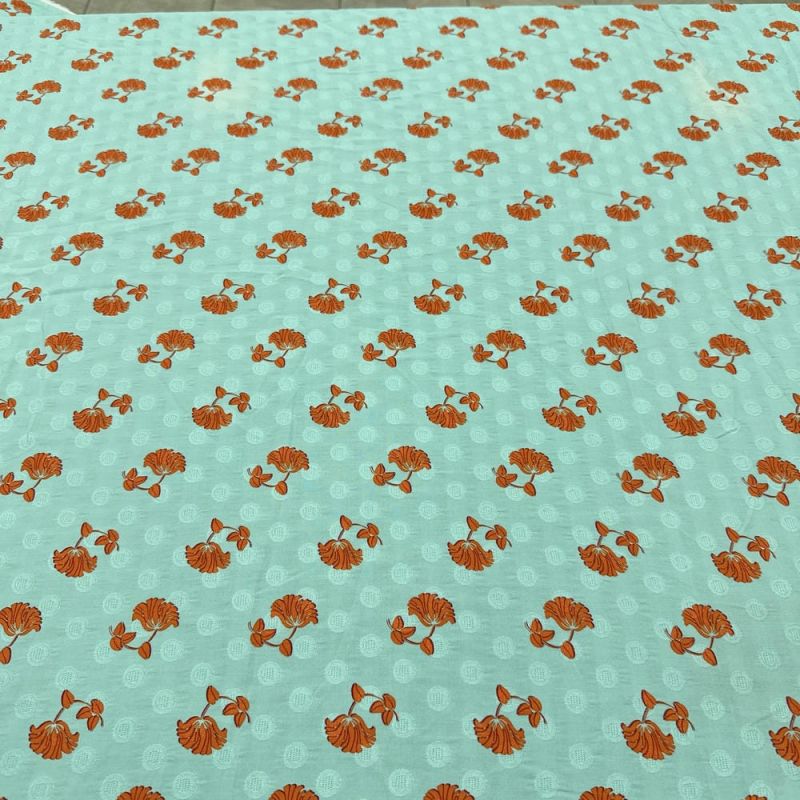 Tecido Viscose Jacquard Estampada Azul Turquesa • Luema Tecidos