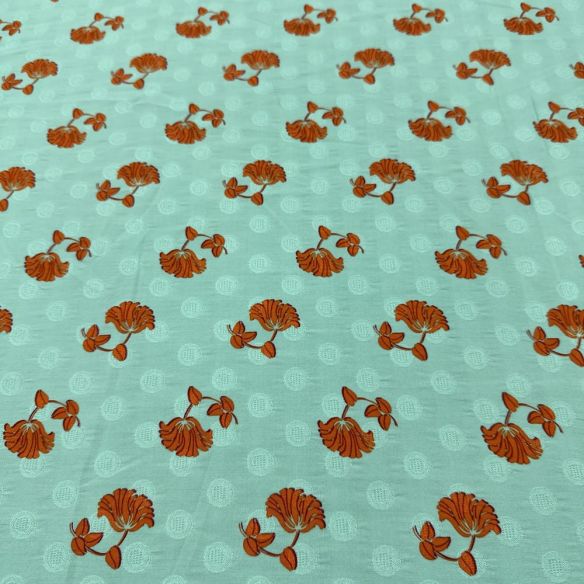 Tecido Viscose Jacquard Estampada Azul Turquesa • Luema Tecidos