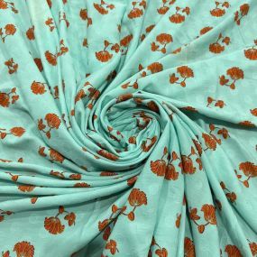 Tecido Viscose Jacquard Estampada Azul Turquesa Tecido Viscose Jacquard Estampada Azul Turquesa • Luema Tecidos