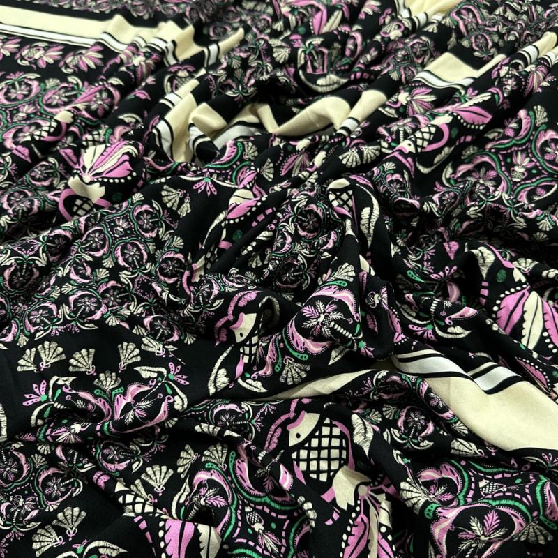 Tecido Viscose Estampada Barrado Peixinhos • Luema Tecidos Tecido Viscose Estampada Barrado Peixinhos • Luema Tecidos