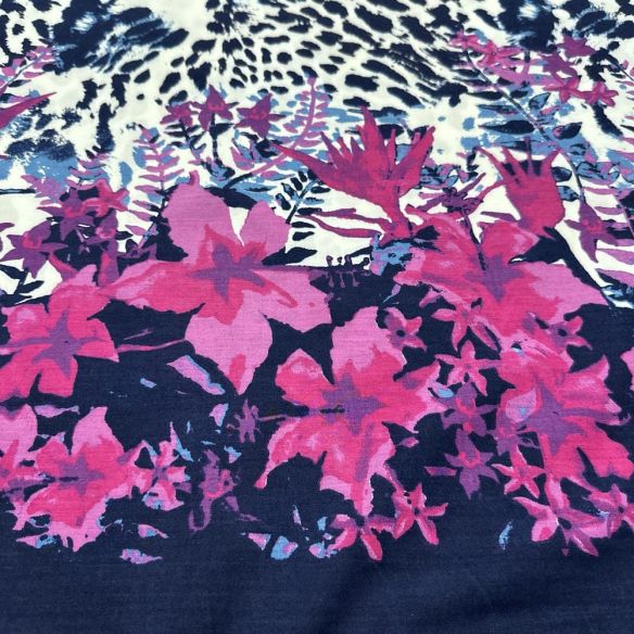 Tecido Viscose Barrado Onça Rosa e Azul • Luema Tecidos Tecido Viscose Barrado Onça Rosa e Azul • Luema Tecidos