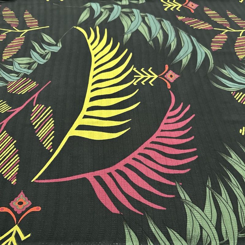 Tecido Viscose Jacquard Folhagens Colorido • Luema Tecidos