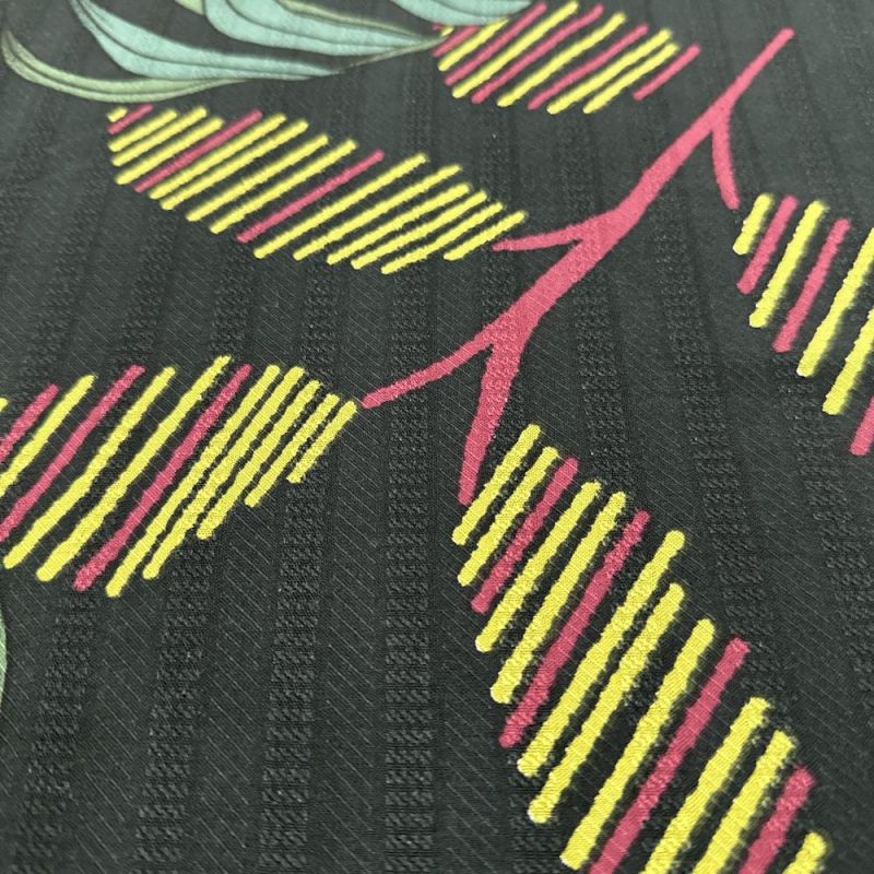 Tecido Viscose Jacquard Folhagens Colorido • Luema Tecidos