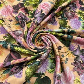 Tecido Viscolycra Estampada Floral e Borboletas Tecido Viscolycra Estampada Floral e Borboletas • Luema Tecidos