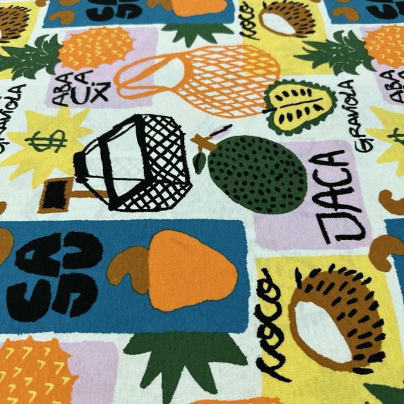 Tecido Viscolycra Estampada Frutas Colorido • Luema Tecidos Tecido Viscolycra Estampada Frutas Colorido • Luema Tecidos