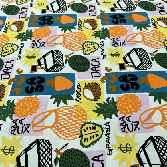 Tecido Viscolycra Estampada Frutas Colorido • Luema Tecidos Tecido Viscolycra Estampada Frutas Colorido • Luema Tecidos