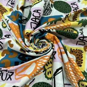 Tecido Viscolycra Estampada Frutas Colorido Tecido Viscolycra Estampada Frutas Colorido • Luema Tecidos