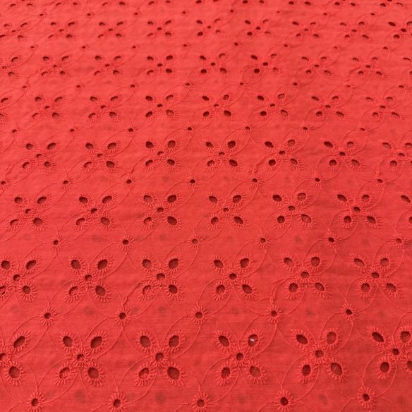 Tecido Laise de algodão Bordada Vermelho Rubi • Luema Tecidos