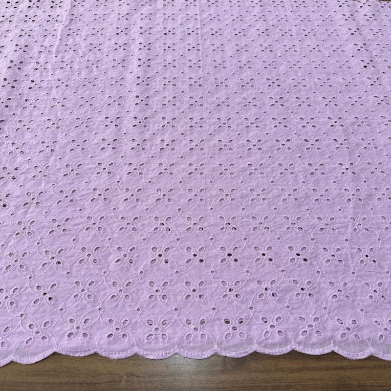 Tecido Laise de algodão Bordada Lilás • Luema Tecidos