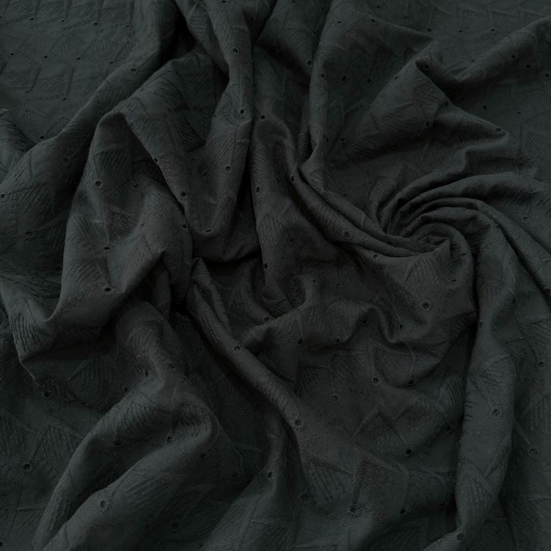 Tecido Laise de algodão Bordada Chevron Preto • Luema Tecidos Tecido Laise de algodão Bordada Chevron Preto • Luema Tecidos