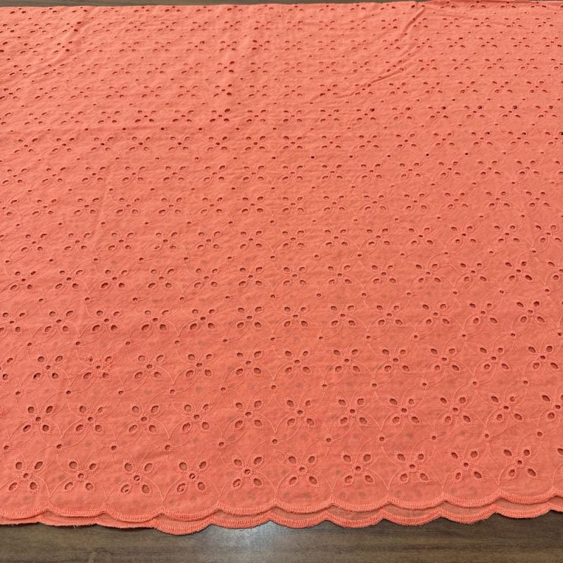 Tecido Laise de algodão Bordada Light Orange • Luema Tecidos