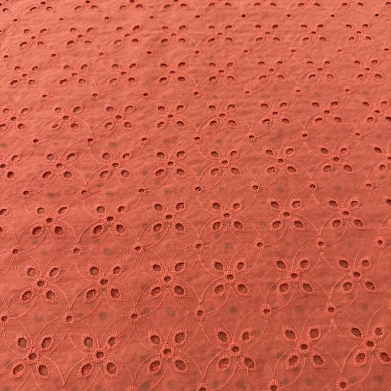 Tecido Laise de algodão Bordada Light Orange • Luema Tecidos