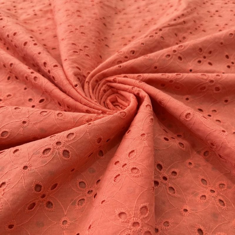 Tecido Laise de algodão Bordada Light Orange • Luema Tecidos