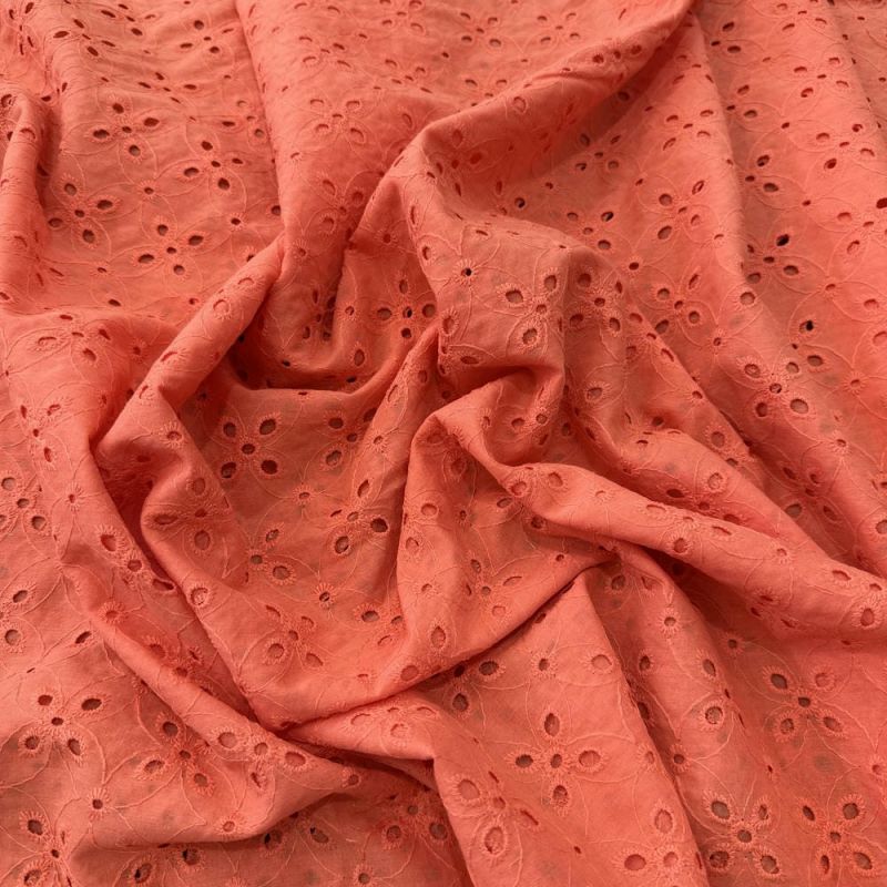 Tecido Laise de algodão Bordada Light Orange • Luema Tecidos