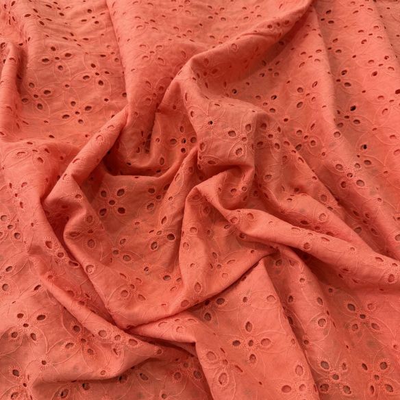 Tecido Laise de algodão Bordada Light Orange • Luema Tecidos