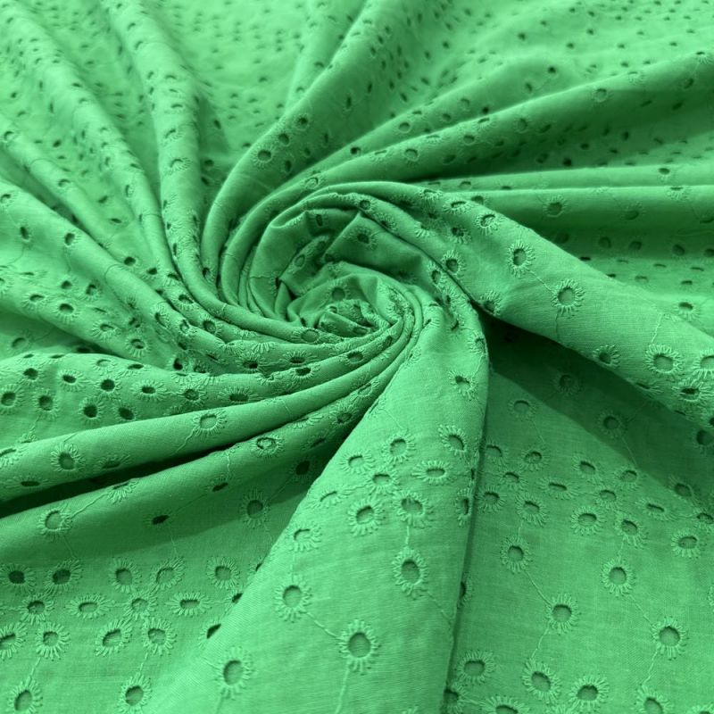 Tecido Laise de algodão Bordada Light Green • Luema Tecidos