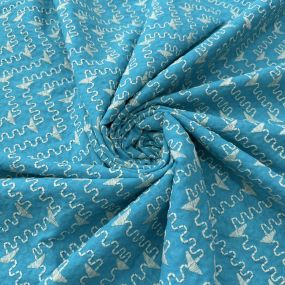 Tecido Laise de algodão Bordada Zig-Zag Azul Céu Tecido Laise de algodão Bordada Zig-Zag Azul Céu • Luema Tecidos