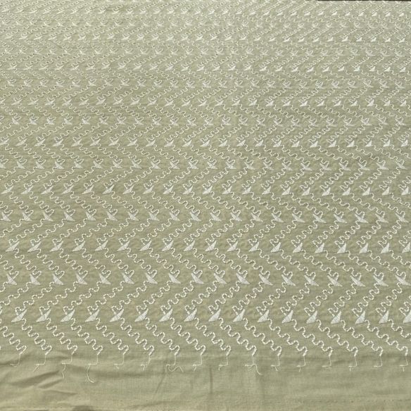 Tecido Laise de algodão Bordada Zig-Zag Bege • Luema Tecidos