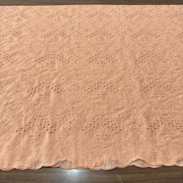 Tecido Laise de algodão Bordada Laranja Claro • Luema Tecidos