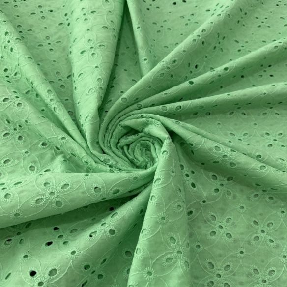 Tecido Laise de algodão Bordada Verde Menta • Luema Tecidos